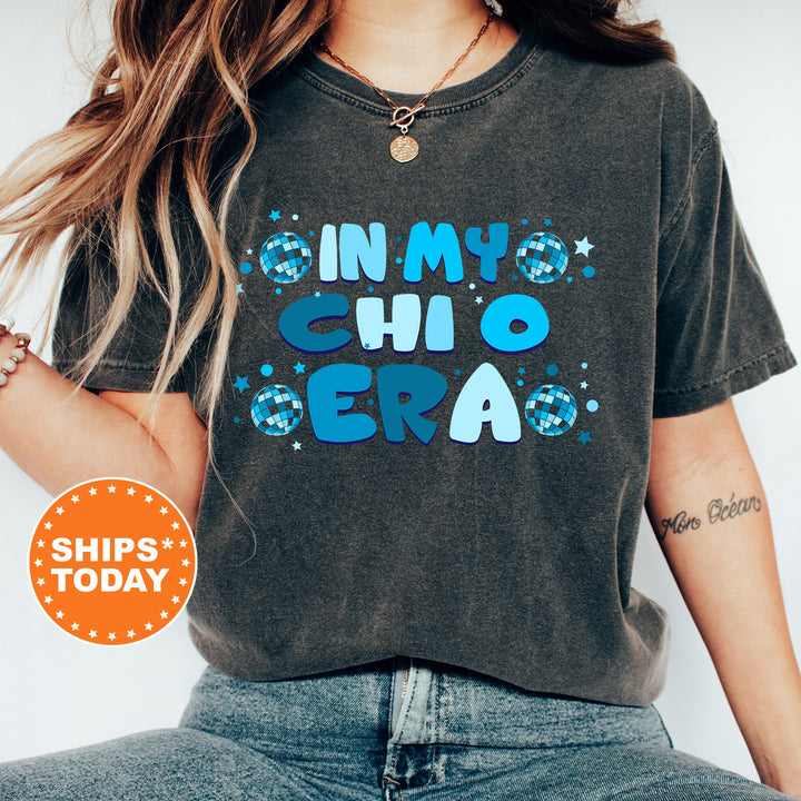In My Chi O Era | Chi Omega Blue Disco Sorority T-Shirt | Comfort Colors Shirt | Sorority Merch | Big Little Reveal | Greek Apparel _ 15808g