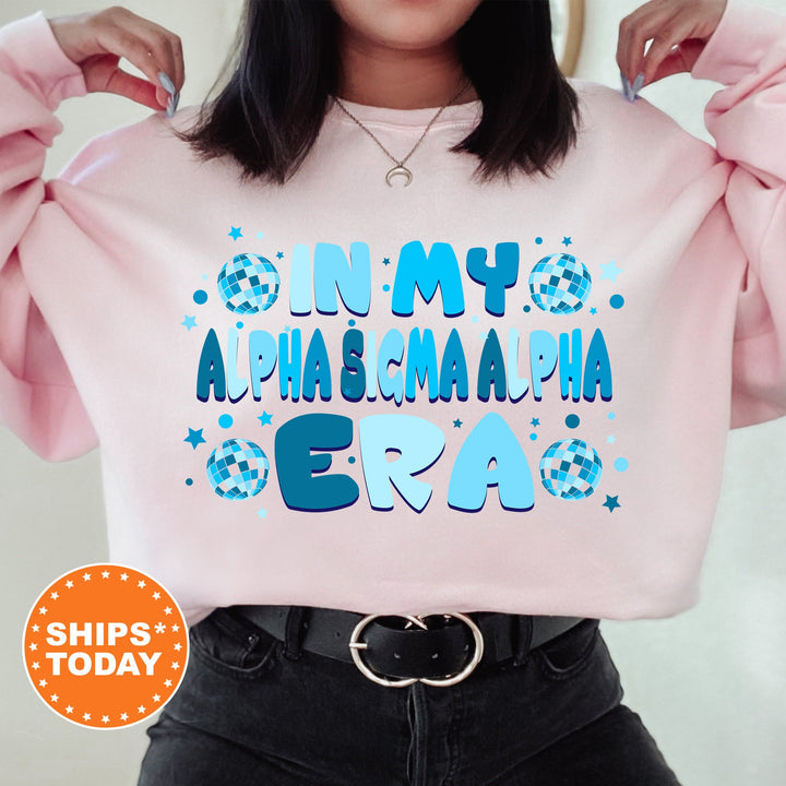 In My Alpha Sigma Alpha Era | Alpha Sigma Alpha Blue Disco Sorority Sweatshirt | Greek Apparel | Big Little Gift | Sorority Merch _ 15805g