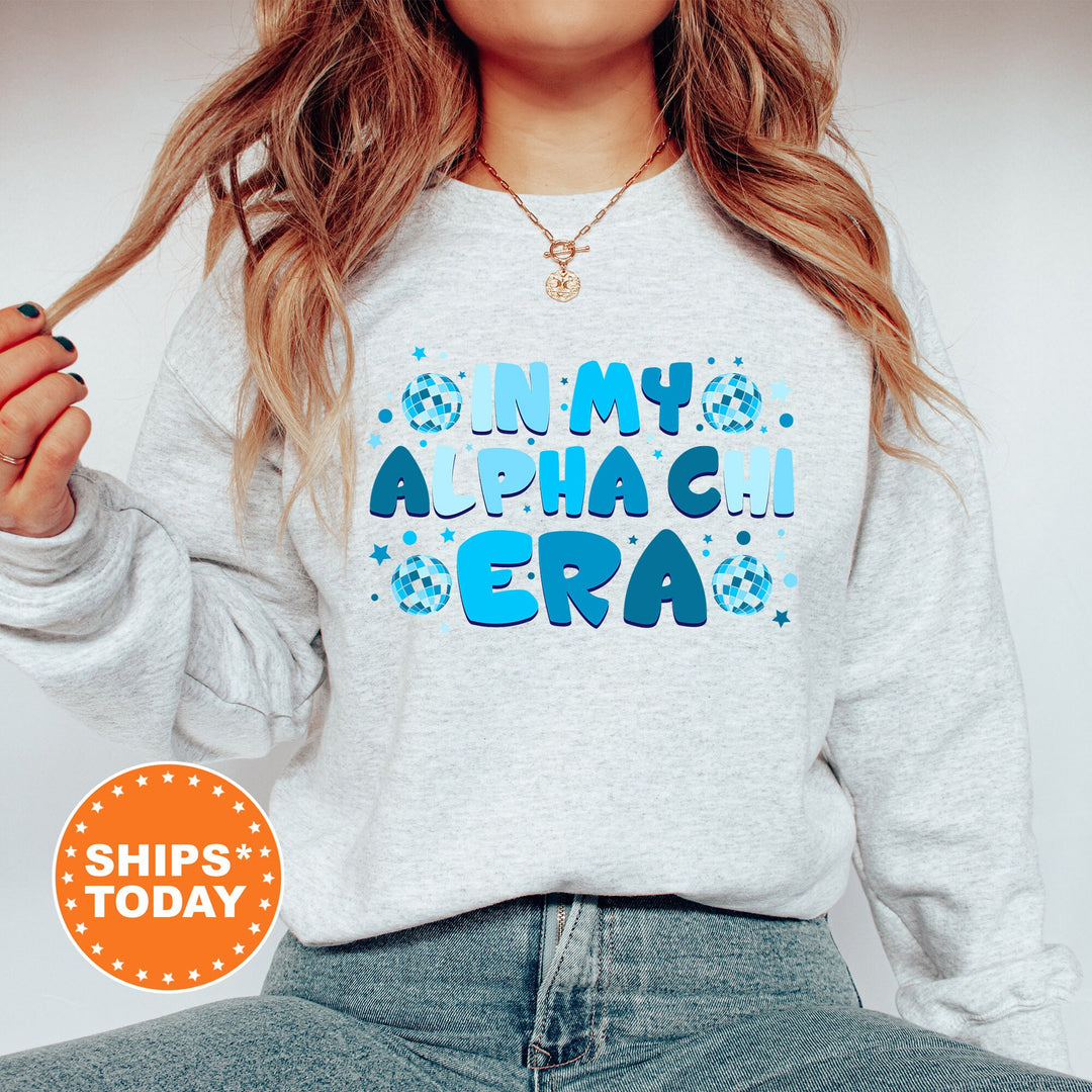 In My Alpha Chi Era | Alpha Chi Omega Blue Disco Sorority Sweatshirt | AXO Greek Sweatshirt | Big Little Gift | Sorority Merch _ 15799g