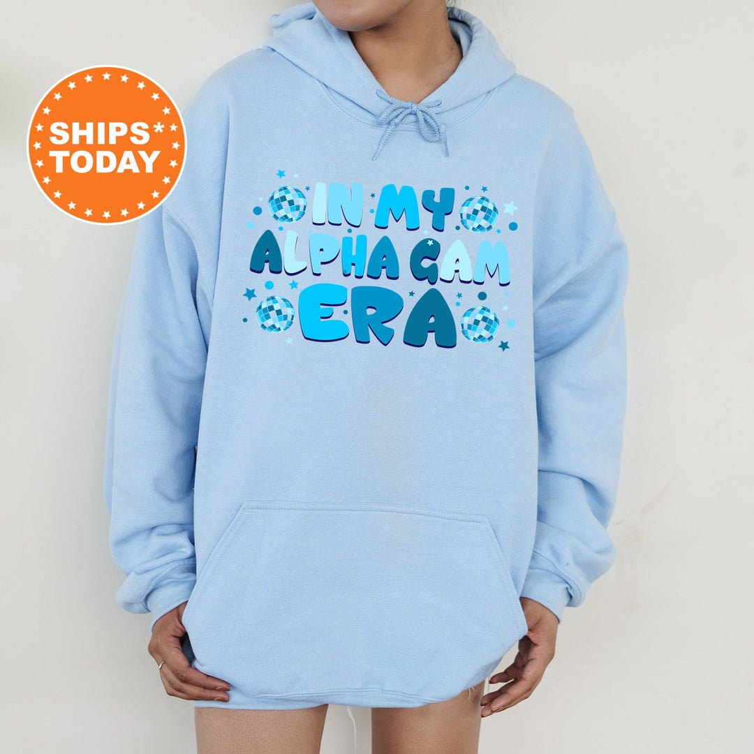 In My Alpha Gam Era | Alpha Gamma Delta Blue Disco Sorority Sweatshirt | AGD Greek Sweatshirt | Big Little Gift | Sorority Merch _ 15802g