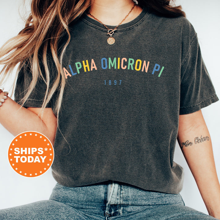 Alpha Omicron Pi Retro and Year Sorority T-Shirt | Alpha O Merch | Big Little Gift | Custom Greek Apparel | Comfort Colors Shirt _ 8220g