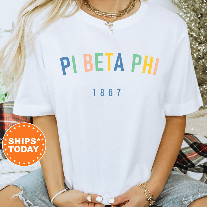 Pi Beta Phi Retro and Year Sorority T-Shirt | Pi Phi Sorority Merch | Big Little Gift | Custom Greek Apparel | Comfort Colors Shirt _ 8236g