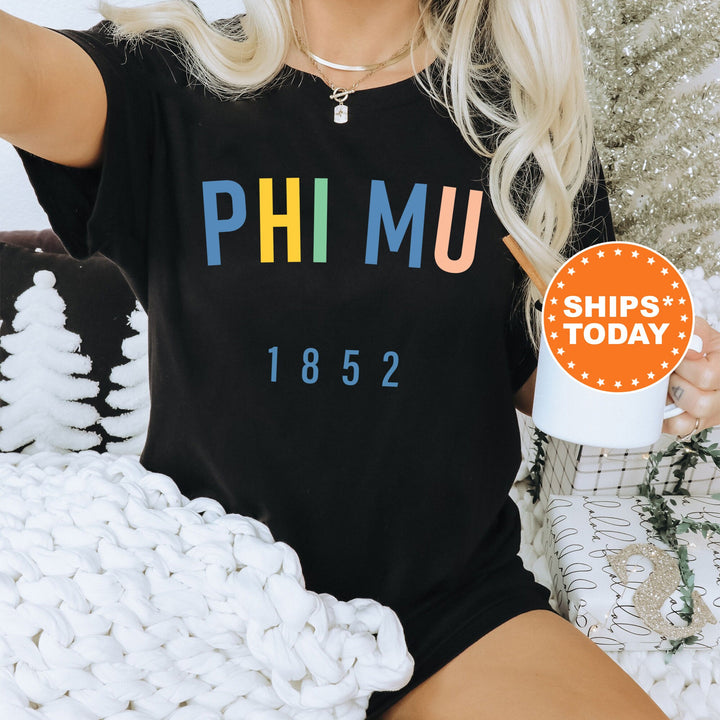 Phi Mu Retro and Year Sorority T-Shirt | Phi Mu Sorority Merch | Big Little Gift | Custom Greek Apparel | Comfort Colors Shirt _ 8234g