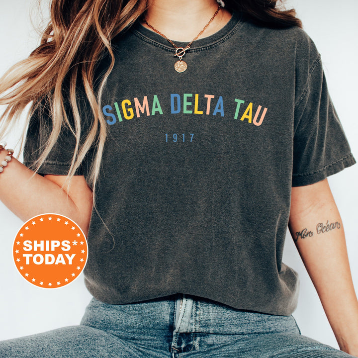Sigma Delta Tau Retro and Year Sorority T-Shirt | Sig Delt Sorority Merch | Big Little | Custom Greek Apparel | Comfort Colors Shirt _ 8237g