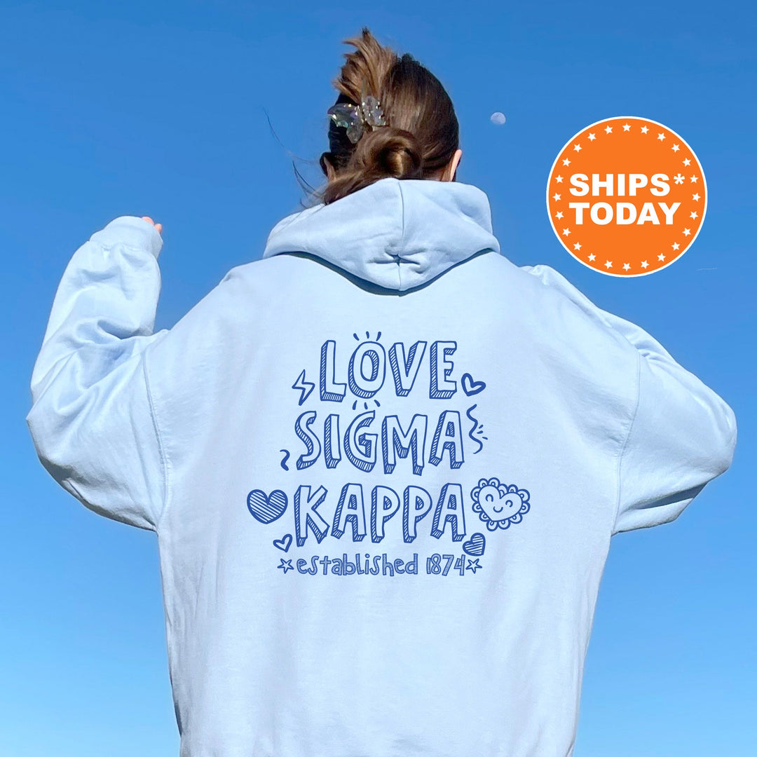Sigma Kappa Drawscape Sorority Sweatshirt | Sig Kap Doodle Font Sorority Crewneck | Big Little Reveal Gifts | Trendy Sorority Hoodie