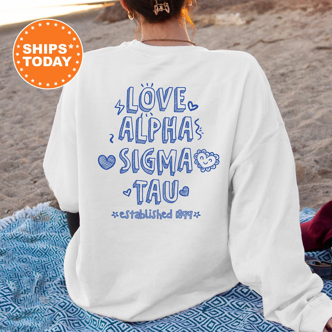 Alpha Sigma Tau Drawscape Sorority Sweatshirt | Doodle Font Sorority Crewneck | Big Little Reveal Gifts | Trendy Sorority Hoodie