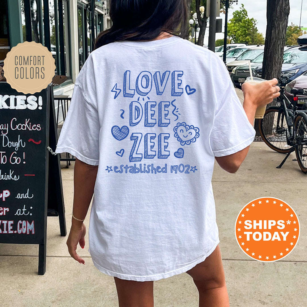 Delta Zeta Drawscape Sorority T-Shirt | Dee Zee Doodle Font Shirt | Big Little Sorority Reveal | Greek Apparel | Comfort Colors Shirt _ 16445g