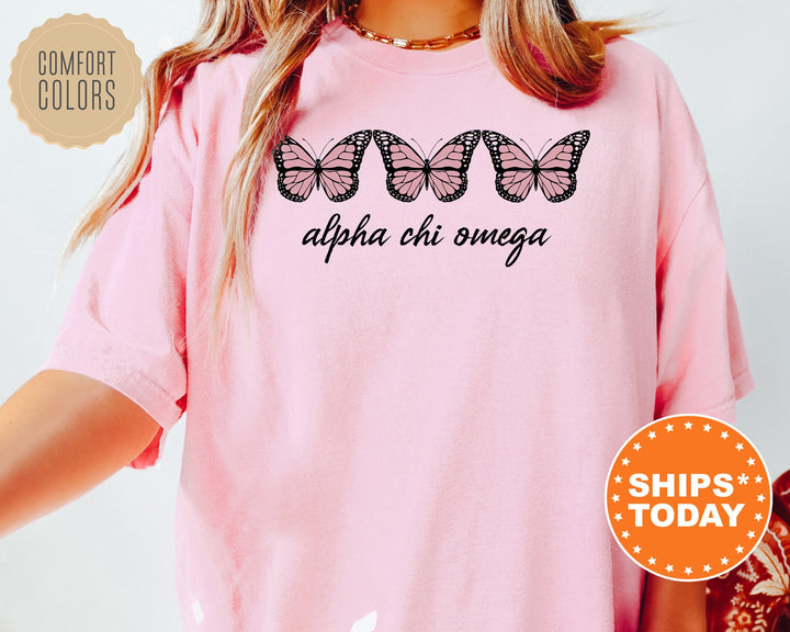 Alpha Chi Omega Blooming Butterfly Sorority T-Shirt | Alpha Chi Comfort Colors Tee | Big Little Reveal | Trendy Butterfly Sorority Shirt _ 5312g