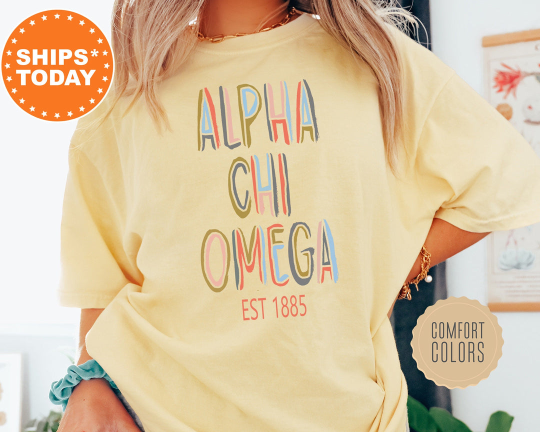Alpha Chi Omega Olivia Sorority T-Shirt | Alpha Chi Comfort Colors Shirt | AXO Sorority Gifts | Big Little Reveal | Greek Apparel _ 5534g