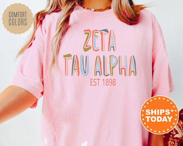Zeta Tau Alpha Olivia Sorority T-Shirt | Zeta Comfort Colors Shirt | Zeta Sorority Gifts | Big Little Reveal | Sorority Apparel _ 5558g