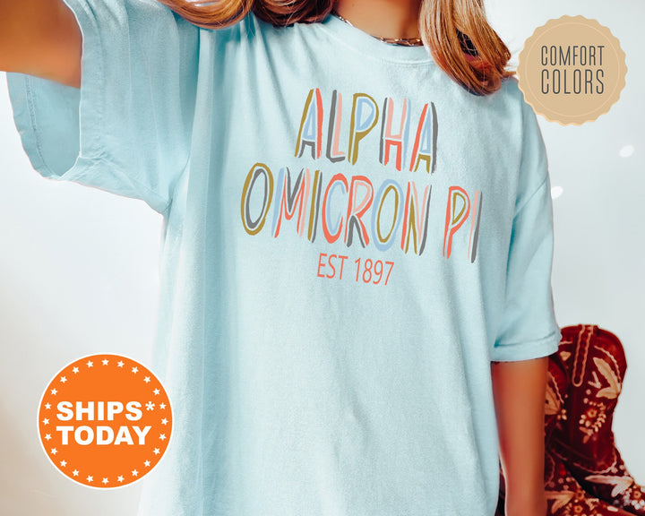 Alpha Omicron Pi Olivia Sorority T-Shirt | Alpha O Comfort Colors Shirt | AOII Sorority Gifts | Big Little Reveal | Greek Apparel _ 5537g