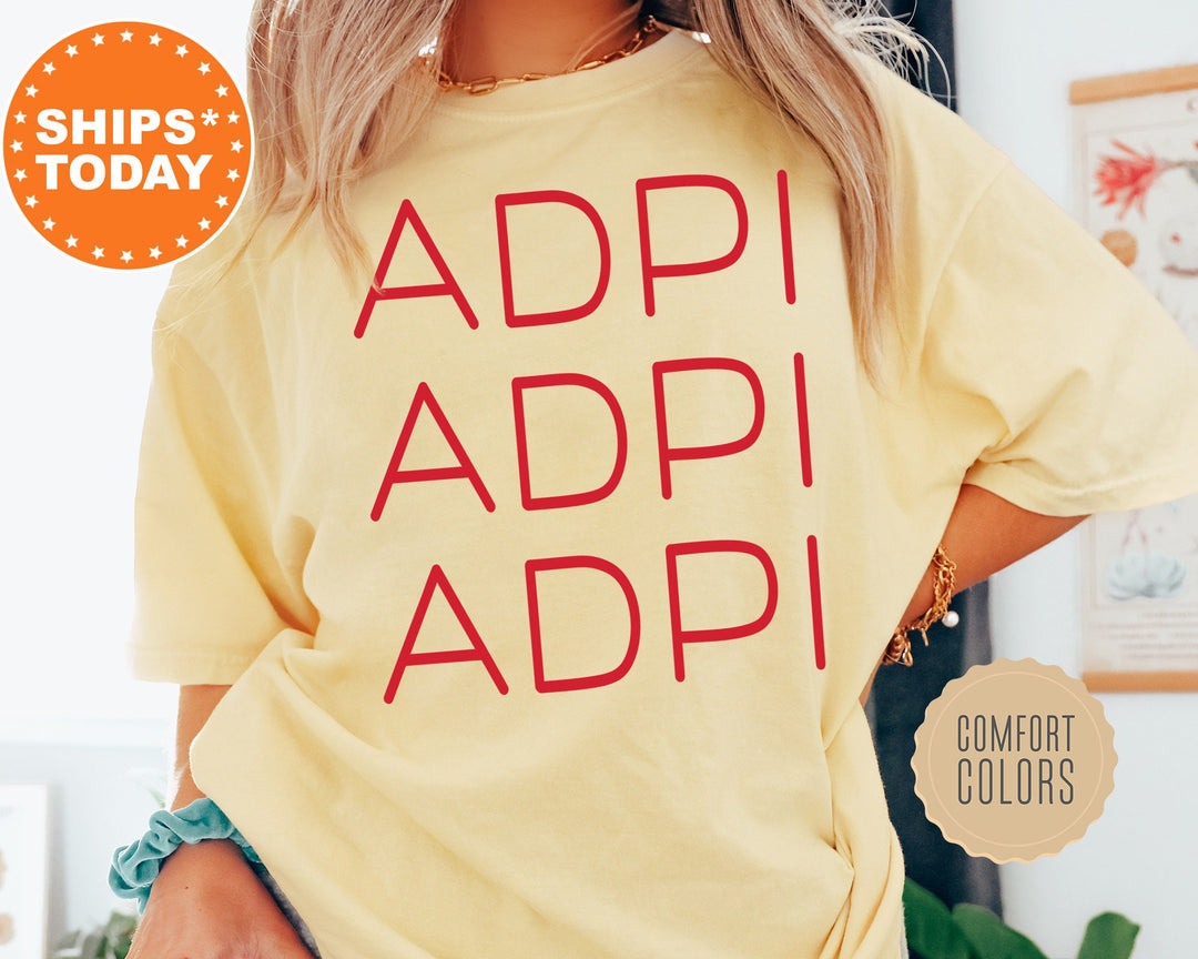 Alpha Delta Pi Red Layered Sorority T-Shirt | Alpha Delta Pi Merch | ADPi Shirt | Greek Apparel | Big Little Shirts Sorority Reveal _ 5741g