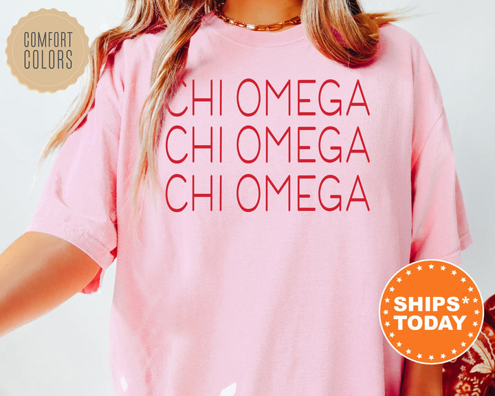 Chi Omega Red Layered Sorority T-Shirt | Chi Omega Merch | Chi Omega Shirt | Big Little Reveal Shirts | Chi O Sorority Gifts _ 5749g