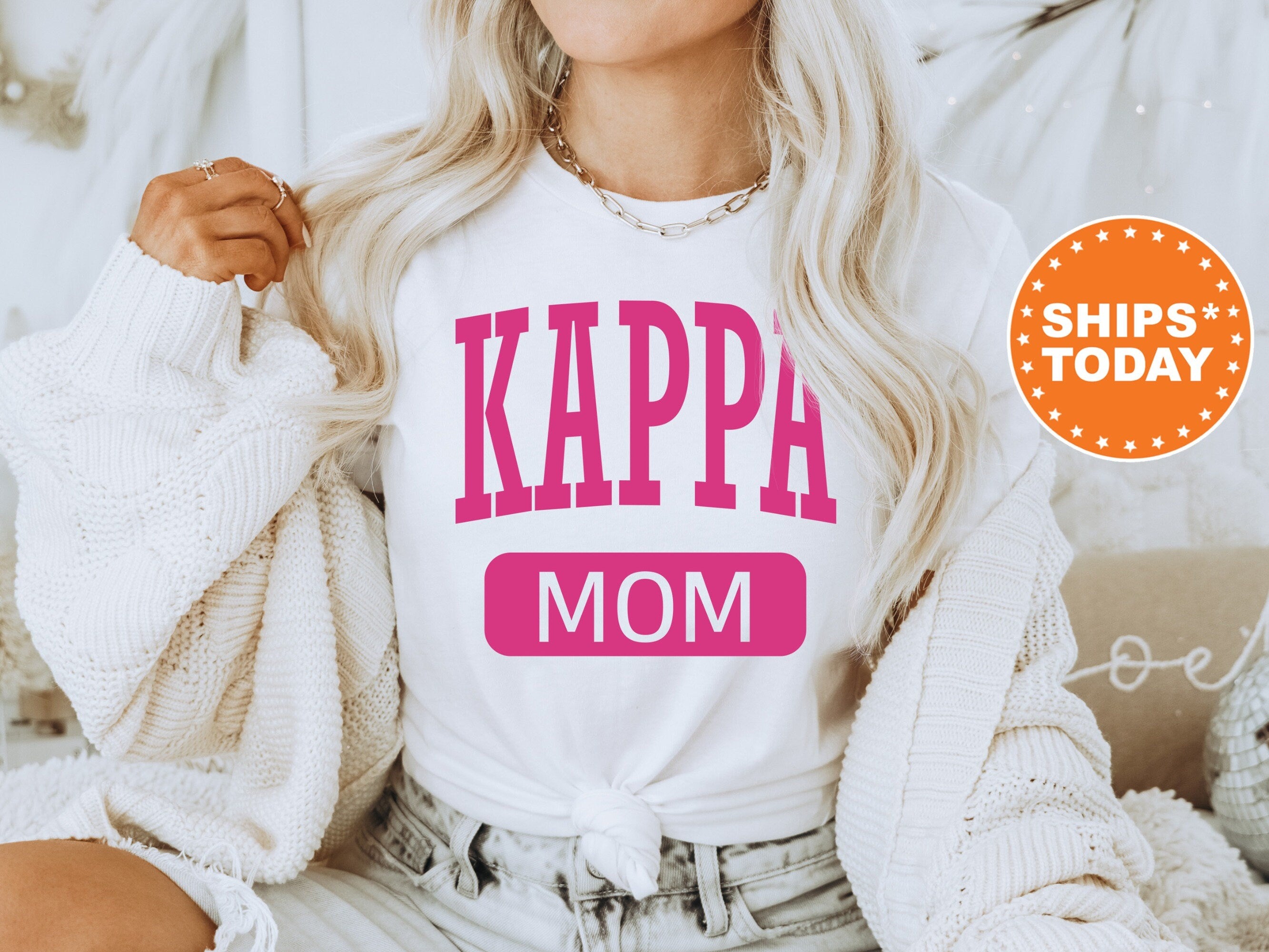 Kappa Kappa Gamma Proud Mom Sorority T Shirt Kappa Comfort Colors Te Kite and Crest