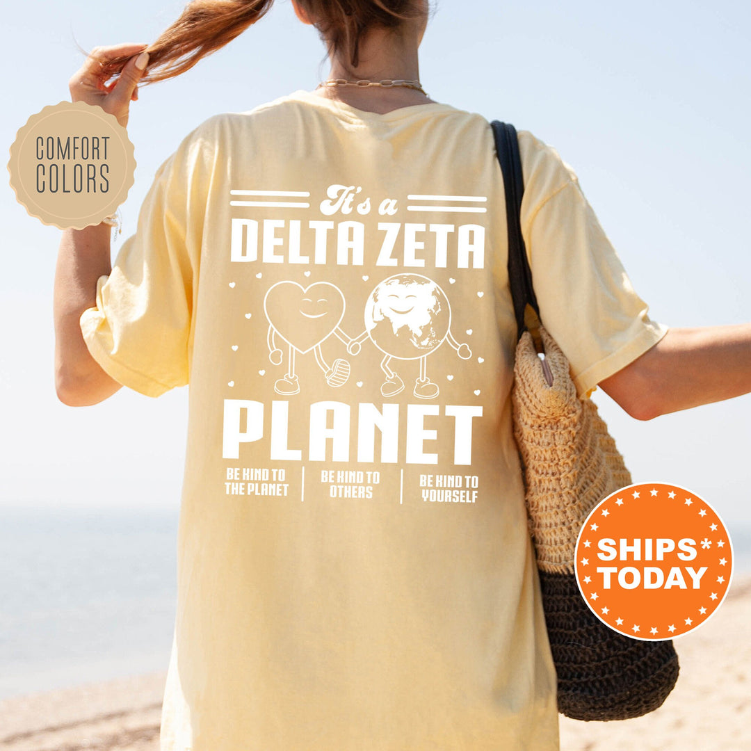 It's A Delta Zeta Planet | Dee Zee Be Kind Sorority T-Shirt | Big Little Reveal Shirt | Custom Greek Apparel | Comfort Colors Shirt _ 16471g