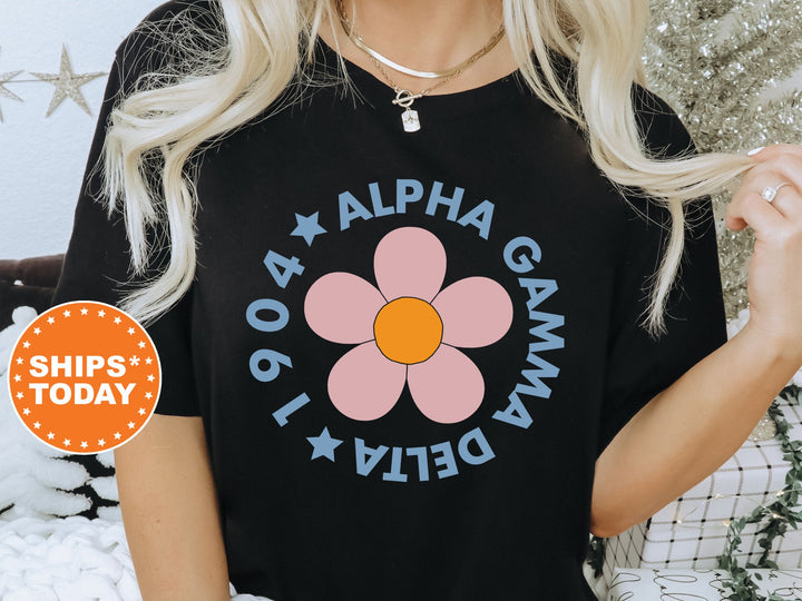 Alpha Gamma Delta Bright Floral Sorority T-Shirt | Alpha Gam Comfort Colors Shirt | Greek Apparel | Big Little Gift | Floral Shirt _ 7439g