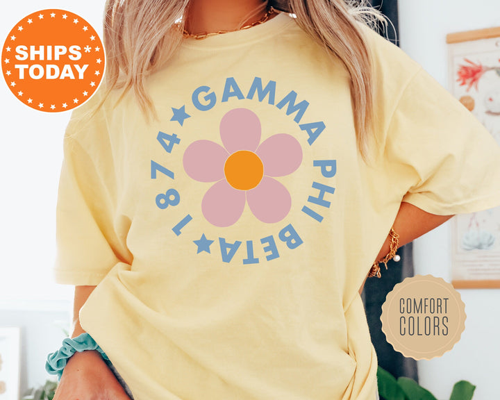 Gamma Phi Beta Bright Floral Sorority T-Shirt | Gamma Phi Comfort Colors Shirt | Sorority Apparel | Big Little Gift | Floral Shirt _ 7450g