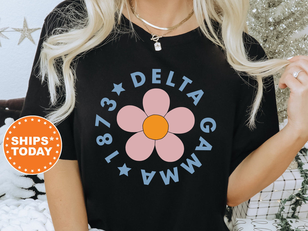 Delta Gamma Bright Floral Sorority T-Shirt | Dee Gee Comfort Colors Shirt | Greek Apparel | Big Little Gift | Dee Gee Floral Shirt _ 7447g
