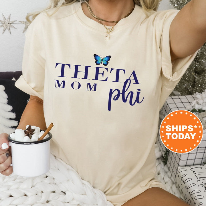 Theta Phi Alpha Butterfly Mom Sorority T-Shirt | Theta Phi Comfort Colors Shirt | Sorority Mom | Big Little Family | Gifts For Mom _ 16300g