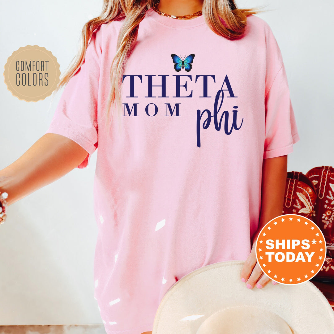 Theta Phi Alpha Butterfly Mom Sorority T-Shirt | Theta Phi Comfort Colors Shirt | Sorority Mom | Big Little Family | Gifts For Mom _ 16300g