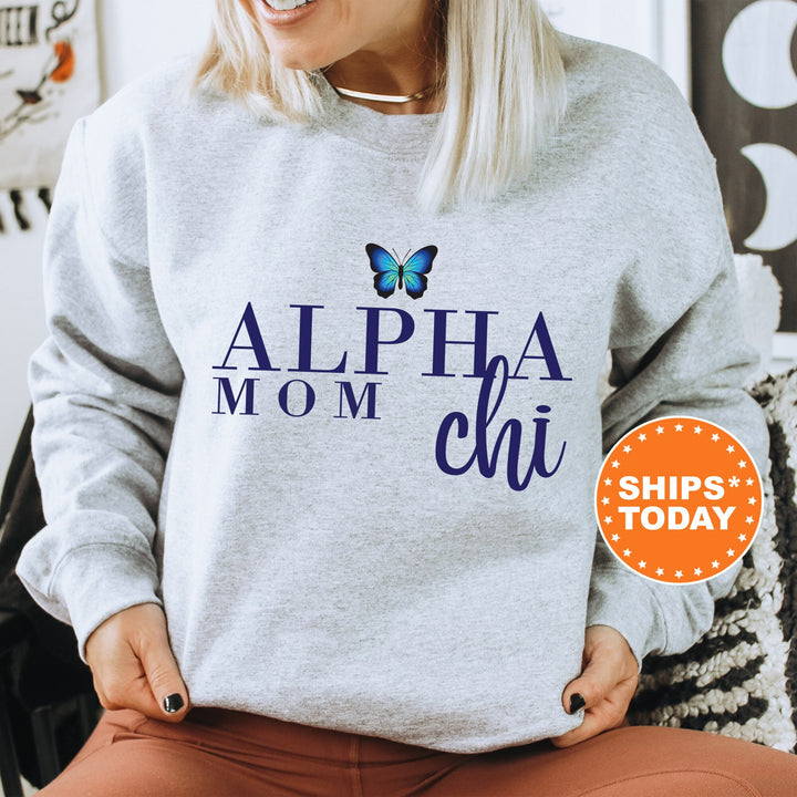 Alpha Chi Omega Butterfly Mom Sorority Sweatshirt | Alpha Chi Mom Sweatshirt | Sorority Mom | Big Little Family | Gifts For Mom