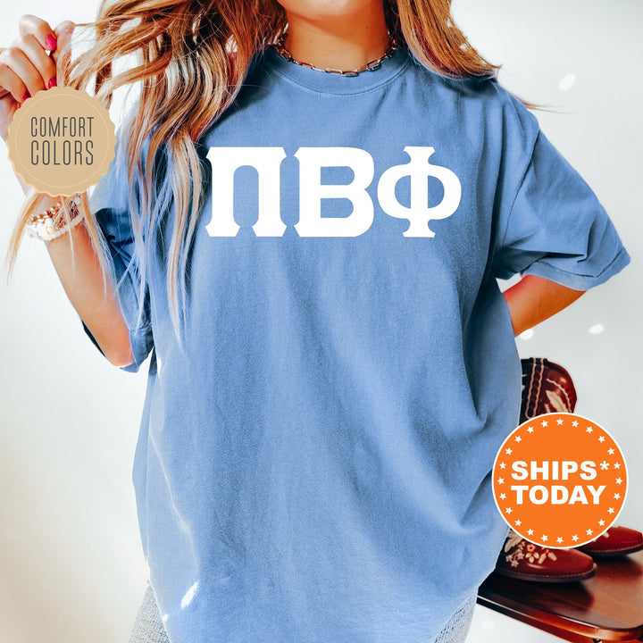 Pi Beta Phi Basic Letter Sorority T-Shirt | Pi Phi Greek Letters Shirt | Sorority Letters | Big Little Gift | Comfort Colors Shirt _ 8366g