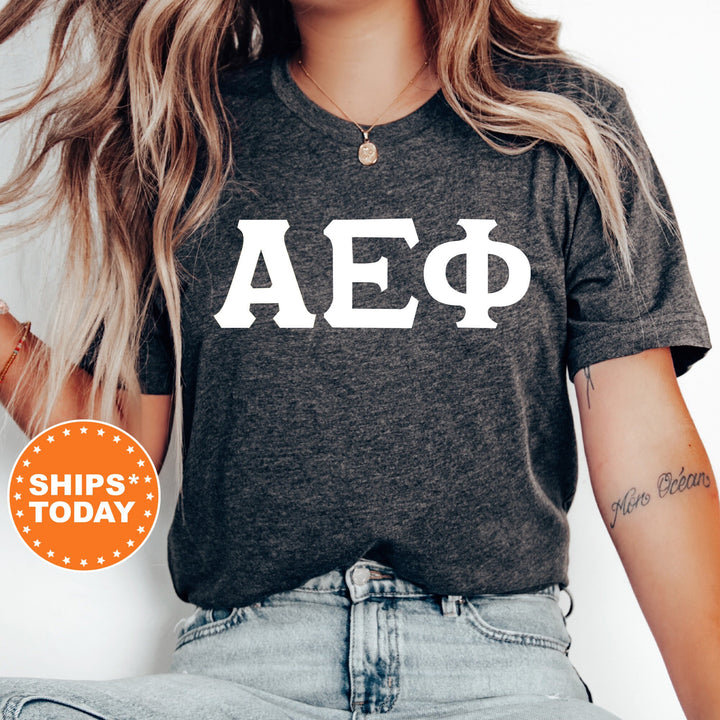 Alpha Epsilon Phi Basic Letter Sorority T-Shirt | AEPhi Greek Letters | Sorority Letters | Big Little Gift | Comfort Colors Shirt _ 8348g