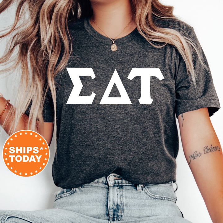 Sigma Delta Tau Basic Letter Sorority T-Shirt | Sig Delt Greek Letters | Sorority Letters | Big Little Gift | Comfort Colors Shirt _ 8367g