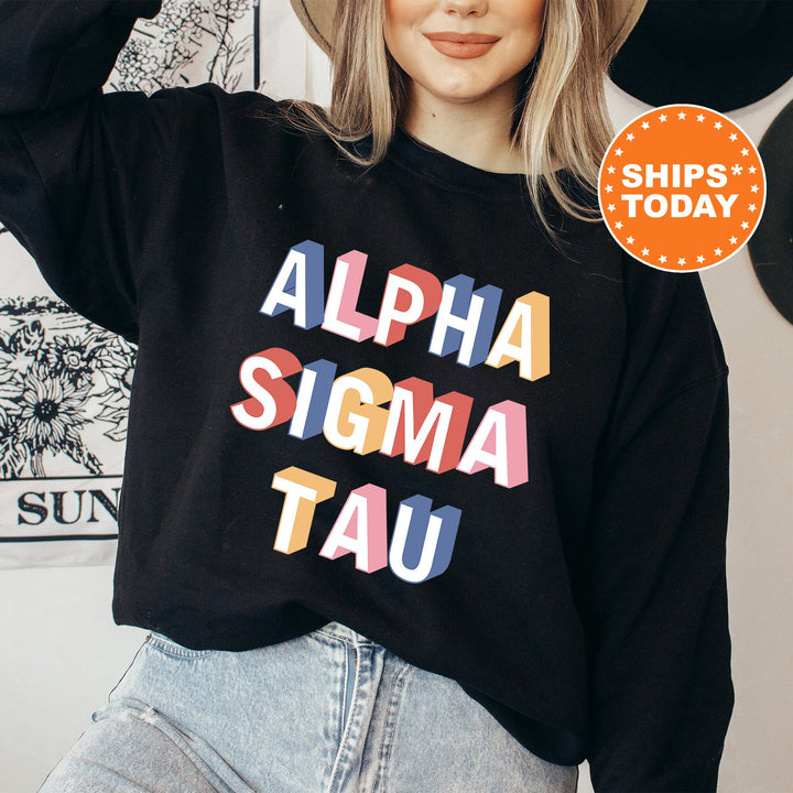Alpha Sigma Tau Loud Box Sorority Sweatshirt | Alpha Sigma Tau Retro Sweatshirt | Sorority Gifts | Greek Apparel | Big Little Reveal _ 5566g