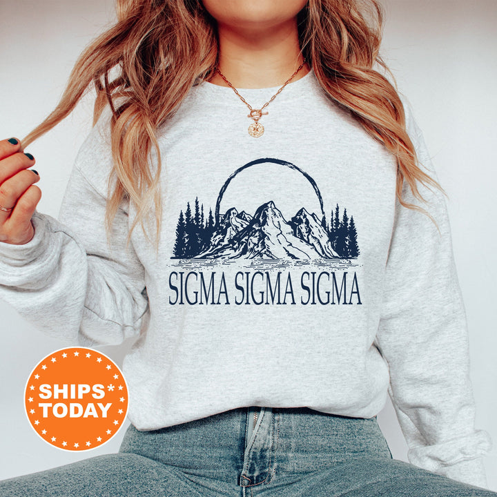 Sigma Sigma Sigma Summer Mountain Sorority Sweatshirt | Tri Sigma Hoodie | Sorority Gift | Big Little Sorority Reveal | Bid Day Gift _ 5808g