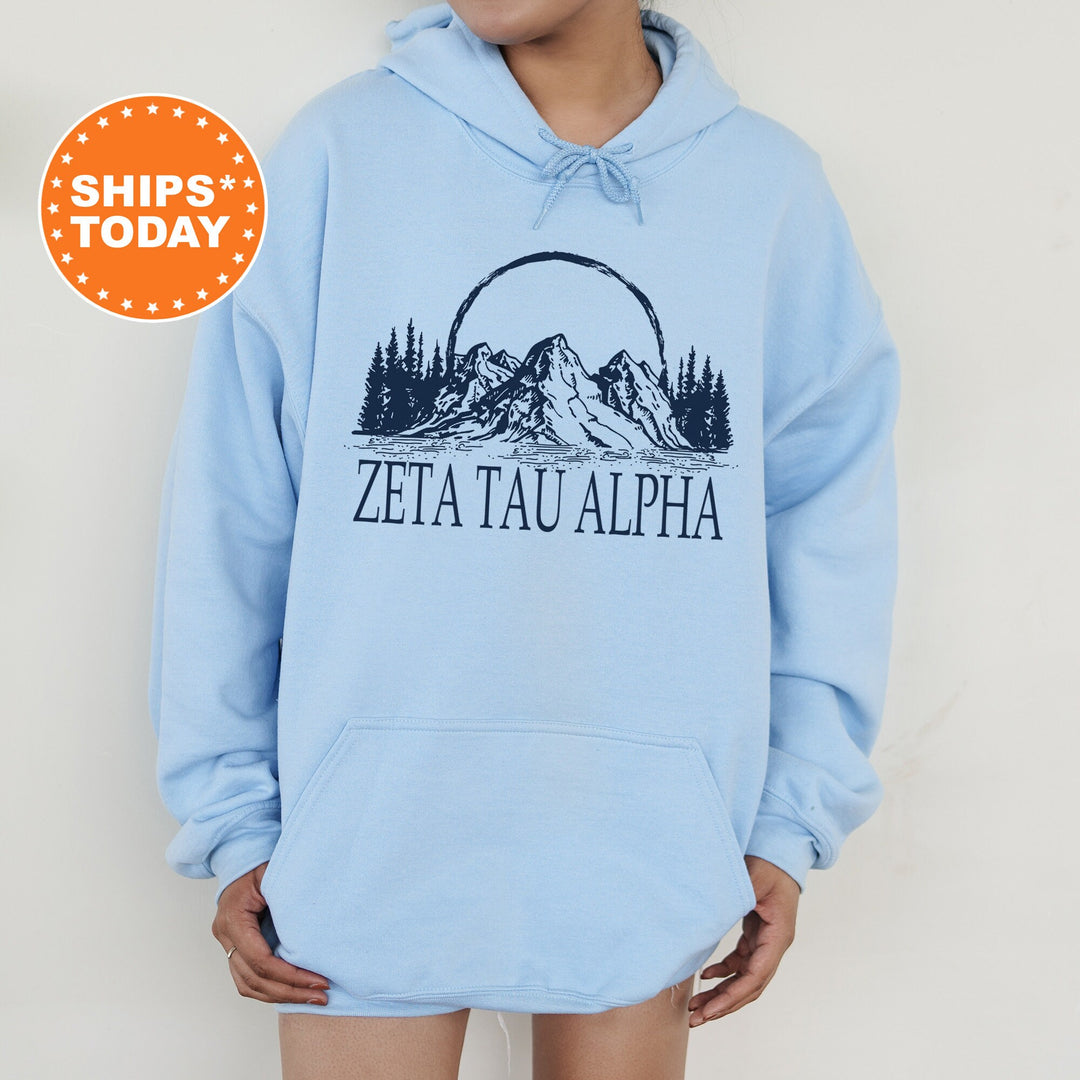 Zeta Tau Alpha Summer Mountain Sorority Sweatshirt | Zeta Greek Apparel | Zeta Tau Alpha Hoodie | Big Little Reveal | Bid Day Gift _ 5810g