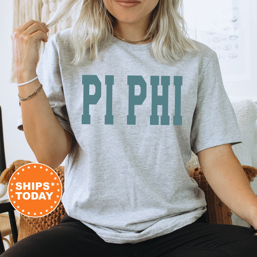 Pi Beta Phi Bold Aqua Sorority T-Shirt | Pi Phi Sorority Letters Shirt | Big Little Reveal Shirt | Sorority Gifts | Comfort Colors Shirt _ 5682g