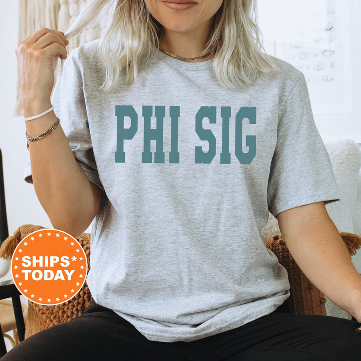 Phi Sigma Sigma Bold Aqua Sorority T-Shirt | Phi Sig Sorority Letters Shirt | Big Little Shirt | Sorority Gifts | Comfort Colors Shirt _ 5681g