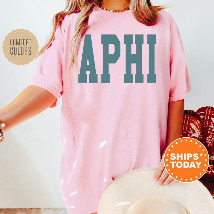 Alpha Phi Bold Aqua Sorority T-Shirt | APHI Sorority Letters Shirt | Big Little Reveal Shirt | Sorority Gifts | Comfort Colors Shirt _ 5667g