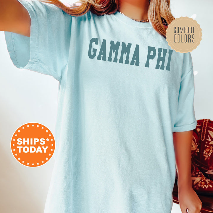 Gamma Phi Beta Bold Aqua Sorority T-Shirt | Gamma Phi Sorority Letters Shirt | Big Little Shirt | Sorority Gifts | Comfort Colors Shirt _ 5676g