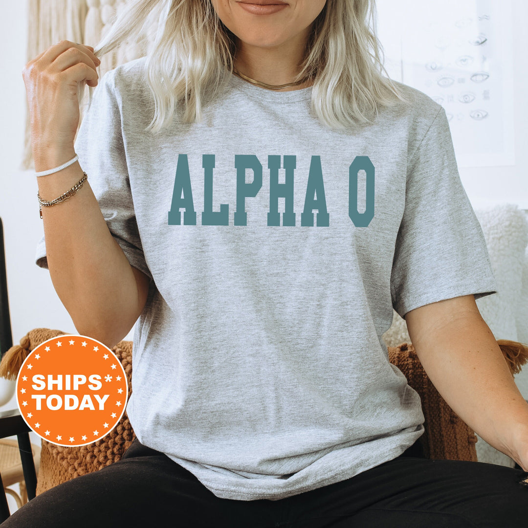 Alpha Omicron Pi Bold Aqua Sorority T-Shirt | Alpha O Sorority Letters Shirt | Big Little Shirt | Sorority Gifts | Comfort Colors Shirt _ 5666g