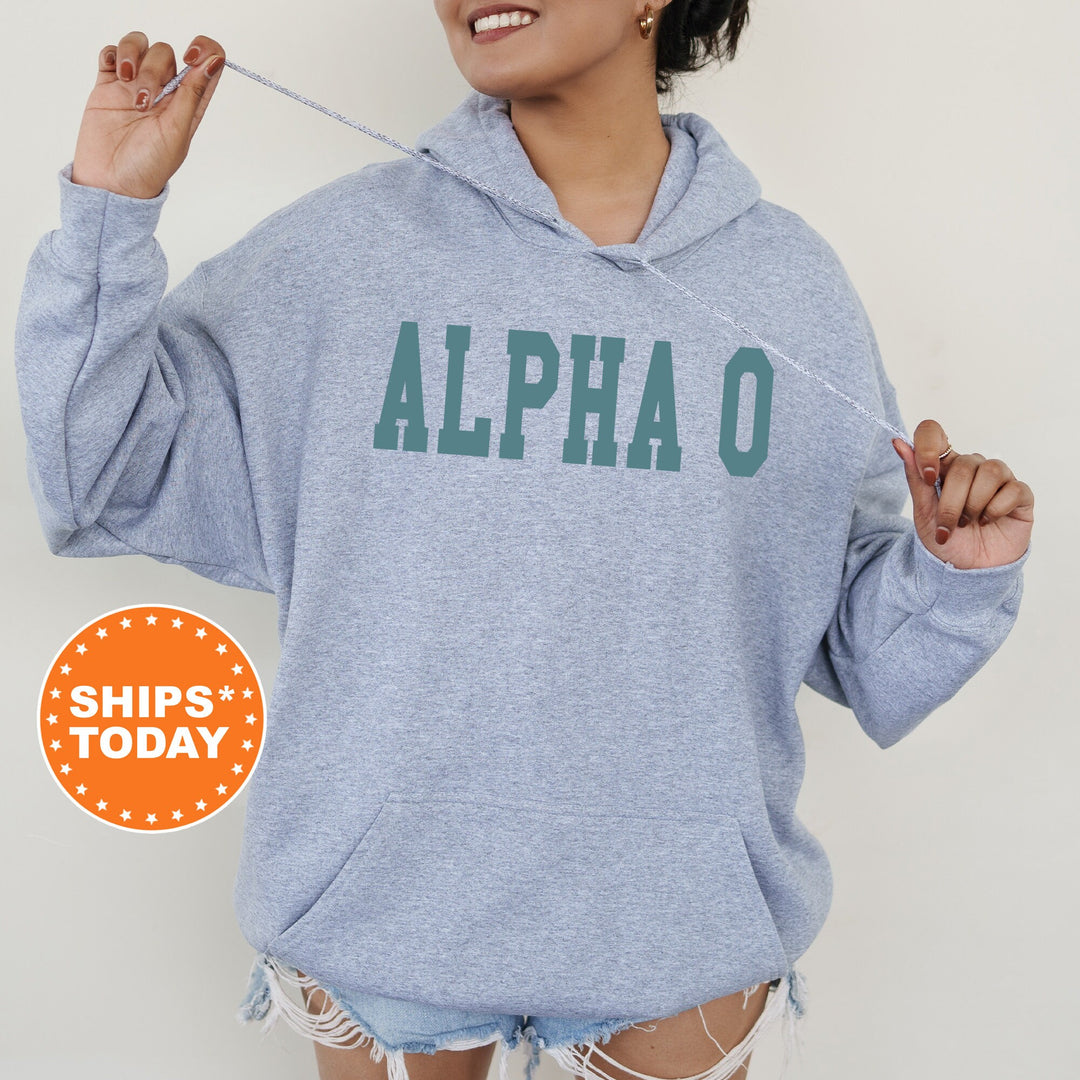 Alpha Omicron Pi Bold Aqua Sorority Sweatshirt | Alpha O Sorority Letters Crewneck | Sorority Merch | Big Little Gifts | Bid Day Basket