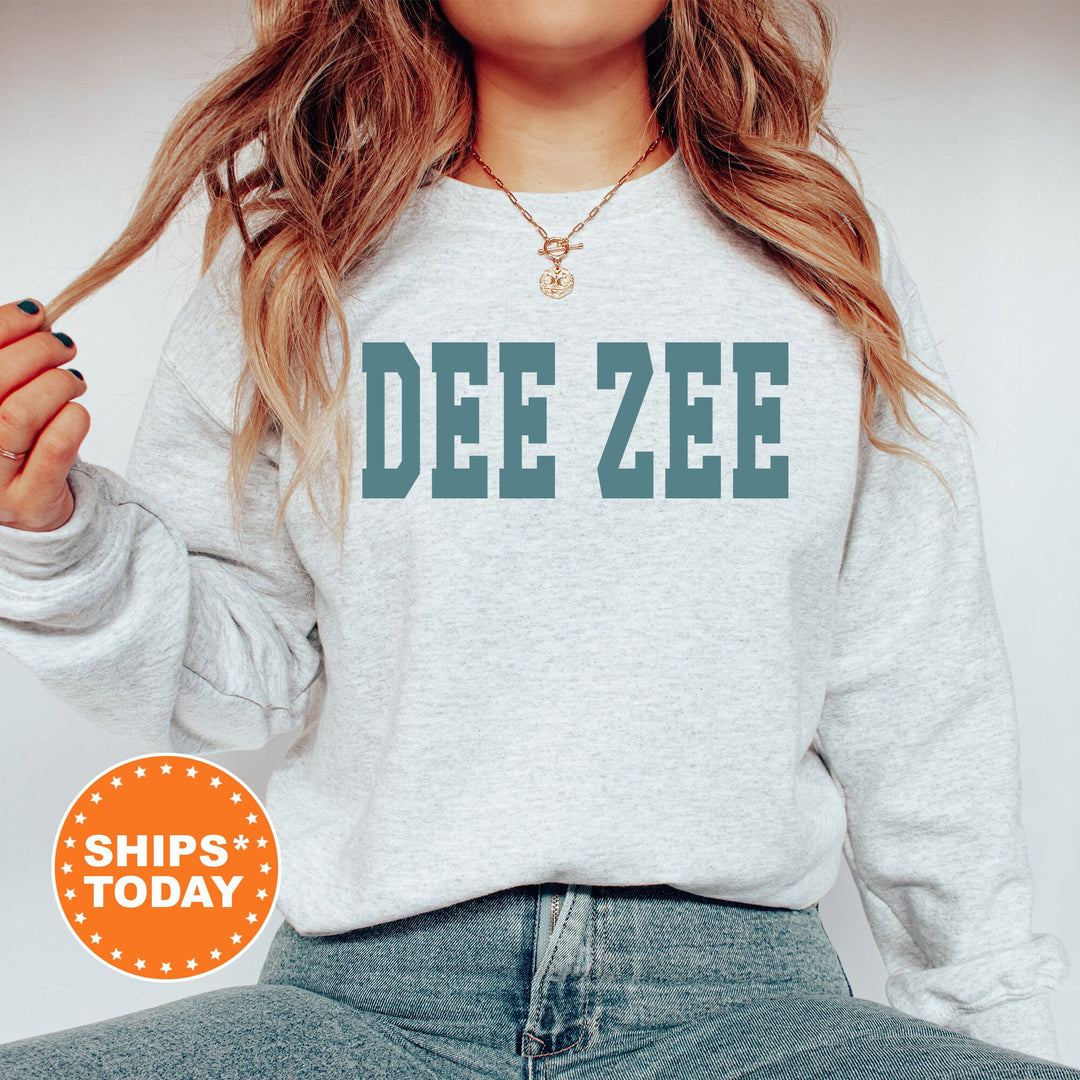 Delta Zeta Bold Aqua Sorority Sweatshirt | Dee Zee Sorority Letters Crewneck | Sorority Merch | Big Little Reveal Gifts | Bid Day Basket