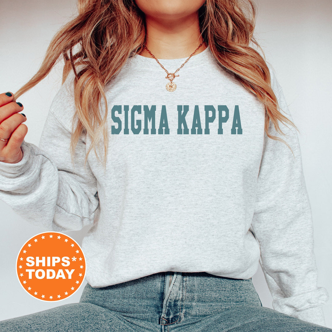 Sigma Kappa Bold Aqua Sorority Sweatshirt | Sig Kap Sorority Letters Crewneck | Sorority Merch | Big Little Reveal Gifts | Bid Day Basket