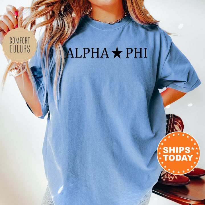 Alpha Phi Traditional Star Sorority T-Shirt | APHI Sorority Apparel | Sorority Merch | Big Little Reveal Gift | Comfort Colors _ 5369g