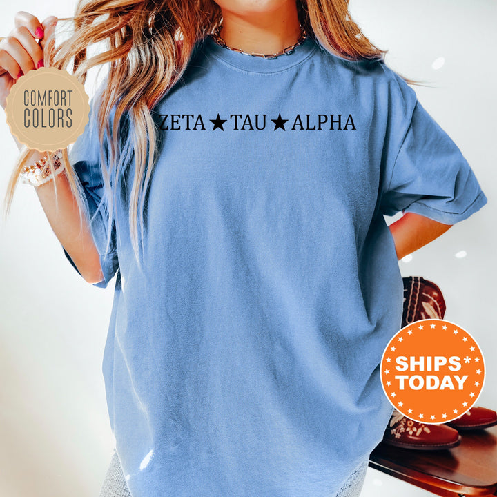 Zeta Tau Alpha Traditional Star Sorority T-Shirt | ZETA Sorority Apparel | Sorority Merch | Big Little Gift | Comfort Colors Shirt _ 5389g