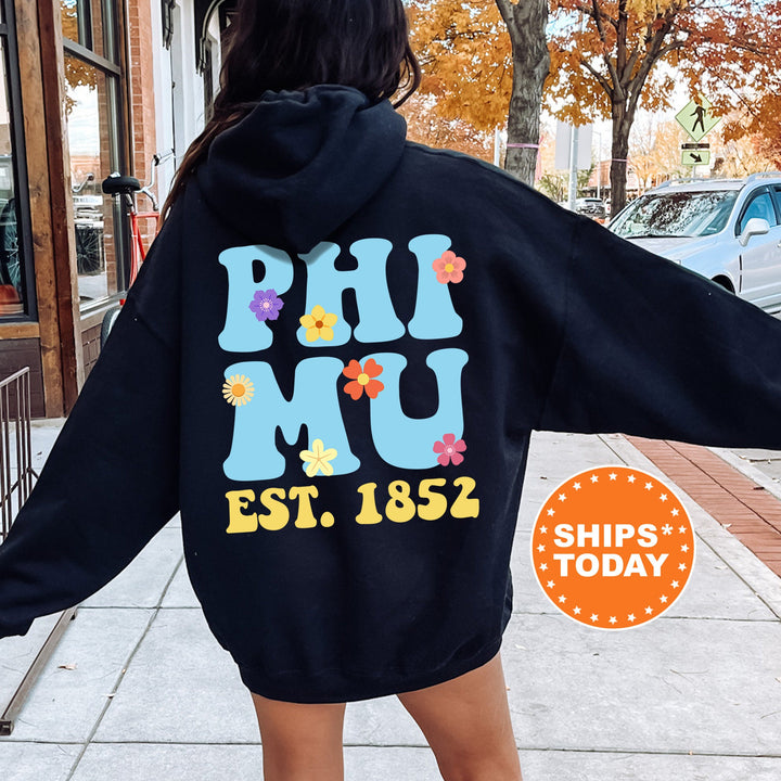 Phi Mu Bright Buds Sorority Sweatshirt | Phi Mu Sweatshirt | Phi Mu Hoodie | Big Little Sorority | Sorority Gift | Greek Apparel