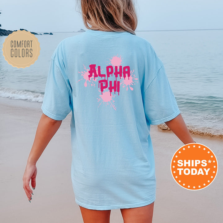 Alpha Phi Painty Sorority T-Shirt | APHI Comfort Colors Shirt | Alpha Phi Big Little Reveal | Greek Apparel | Trendy Sorority Shirt _ 9964g