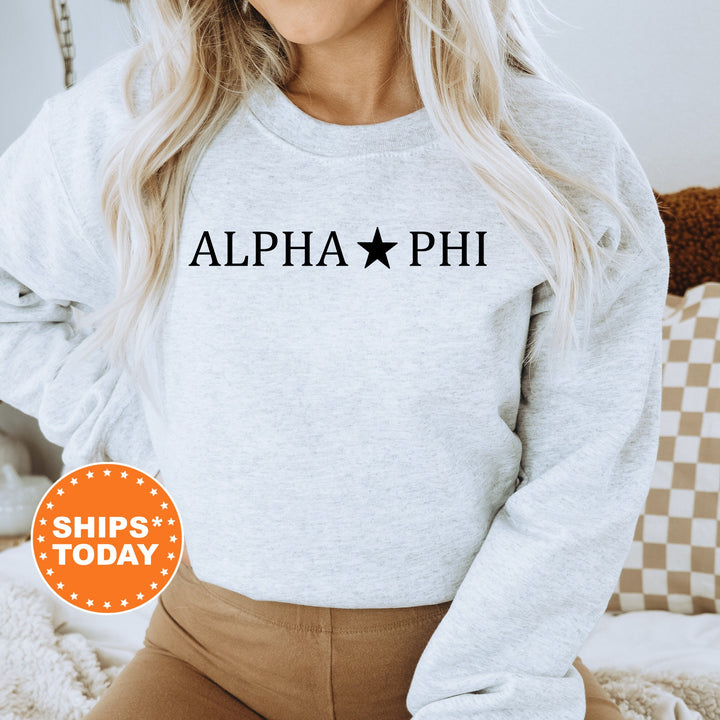 Alpha Phi Traditional Star Sorority Sweatshirt | APHI Greek Sweatshirt | College Apparel | Big Little Reveal | Sorority Gifts  _ 5369g