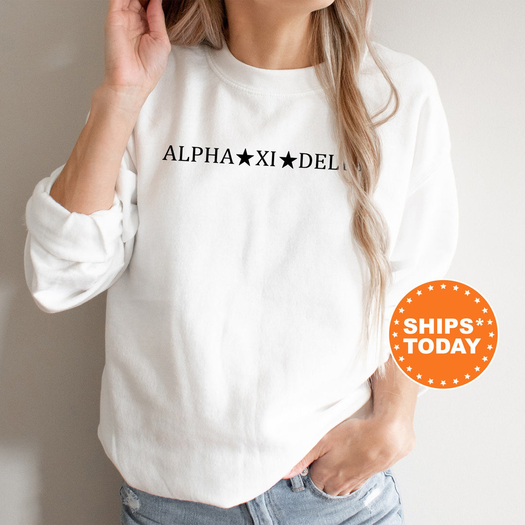 Alpha Xi Delta Traditional Star Sorority Sweatshirt | AXID Greek Sweatshirt | College Apparel | Alpha Xi Big Little Sorority Gifts _ 5372g