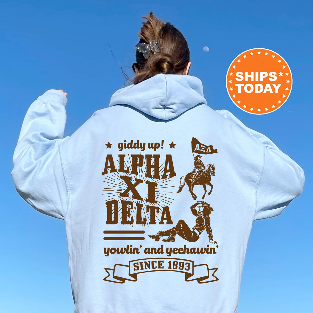 Alpha Xi Delta Giddy Up Cowgirl Sorority Sweatshirt | AXID Western Sweatshirt | Alpha Xi Sorority Apparel | Big Little Reveal Gift