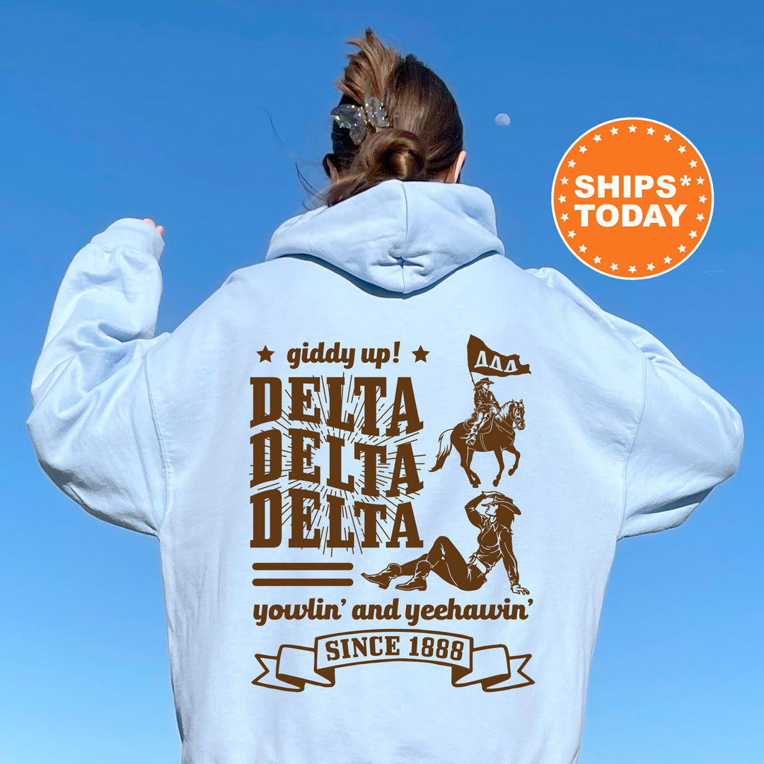 Delta Delta Delta Giddy Up Cowgirl Sorority Sweatshirt | Tri Delta Western Sweatshirt | Sorority Apparel | Big Little Reveal Gift