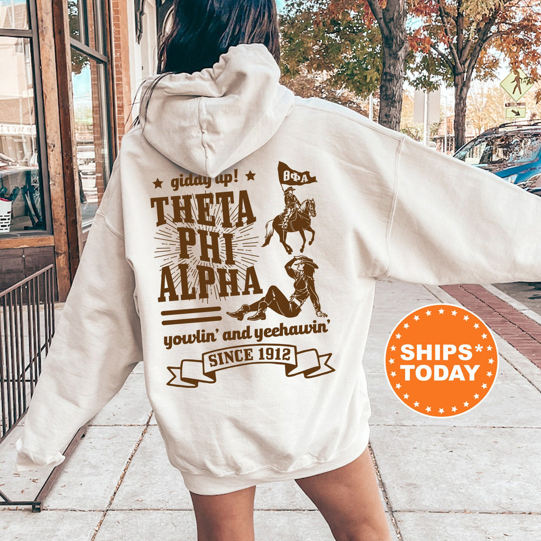 Theta Phi Alpha Giddy Up Cowgirl Sorority Sweatshirt | Theta Phi Western Sweatshirt | Sorority Apparel | Big Little Reveal Gift