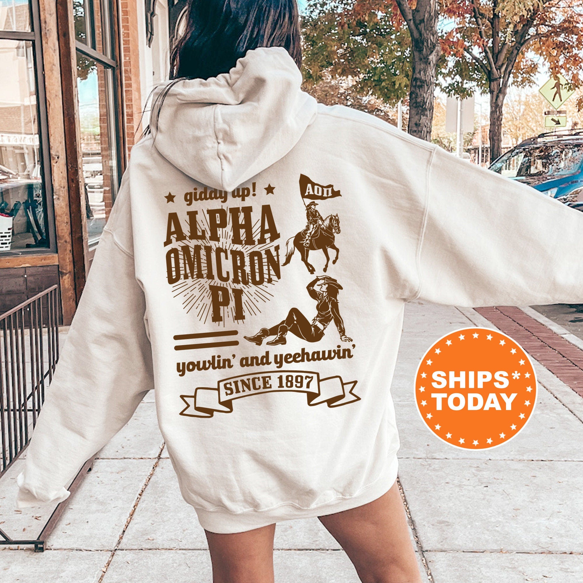 Alpha Omicron Pi Giddy Up Cowgirl Sorority Sweatshirt | Alpha O Wester ...