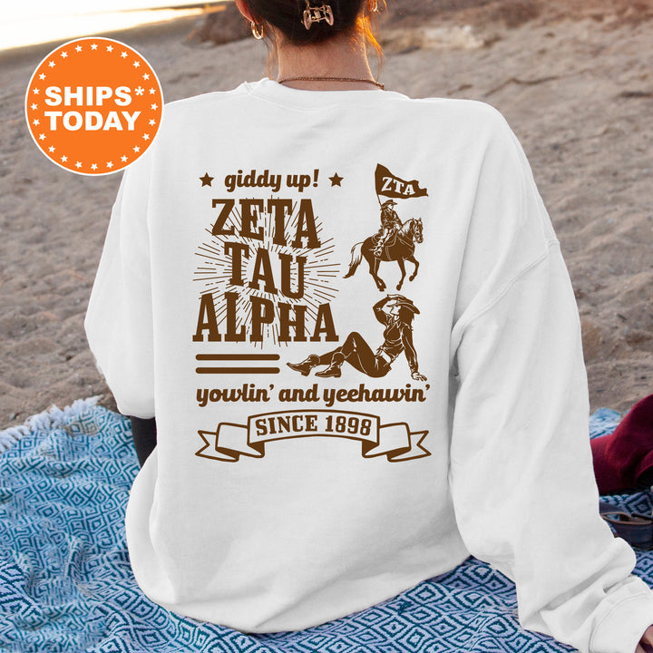 Zeta Tau Alpha Giddy Up Cowgirl Sorority Sweatshirt | Zeta Western Sweatshirt | Sorority Apparel | Big Little | Country Sweatshirt
